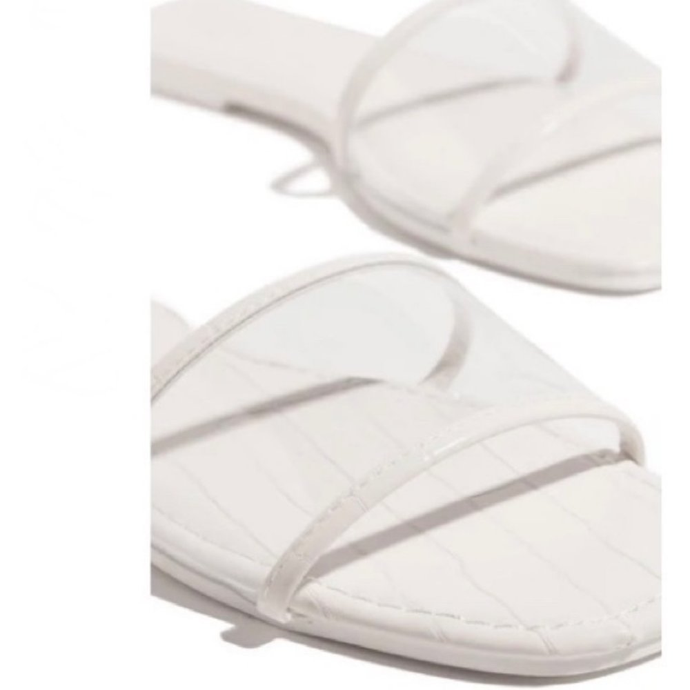 !! RESTOCKED !! Clear Strap Slide in White Croc - Picture 6 of 8